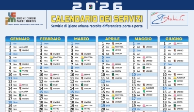 Calendario raccolta differenziata - anno 2026