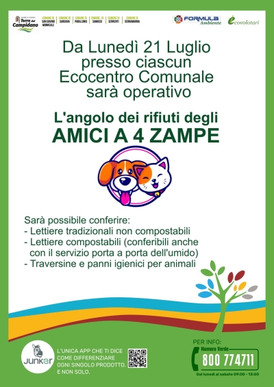 Attivazione dell'angolo dei rifiuti per gli amici a quattro zampe