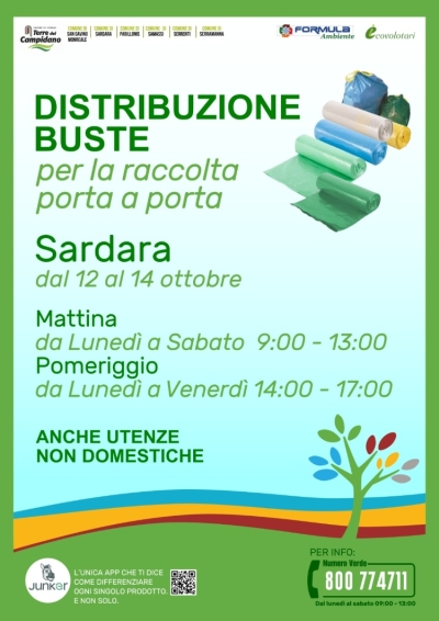 Distribuzione buste per la raccolta porta a porta